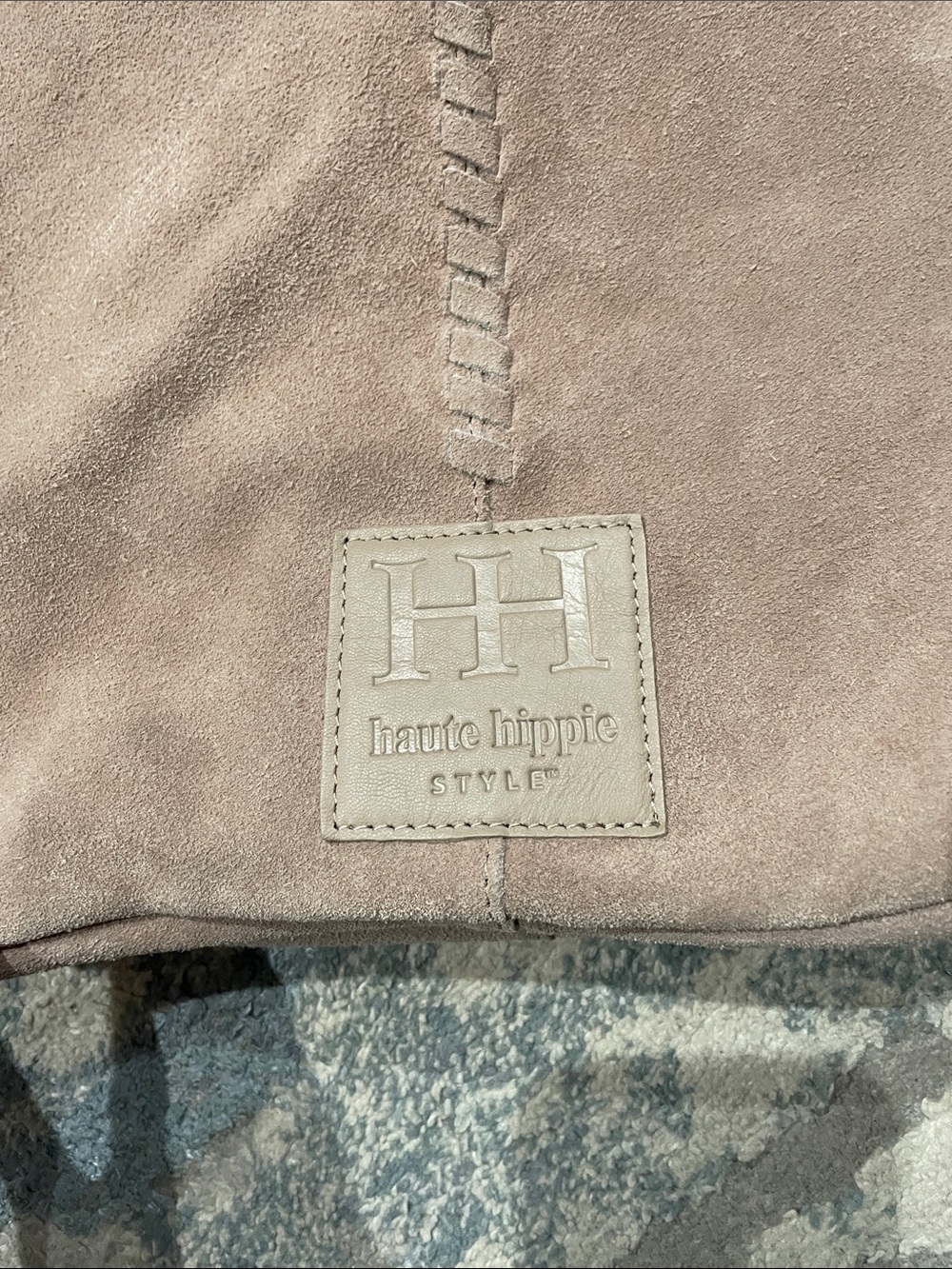 Haute Hippie Tan Boho Large Slouchy Hobo Tote Bag 100% Suede Leather - Picture 3 of 10